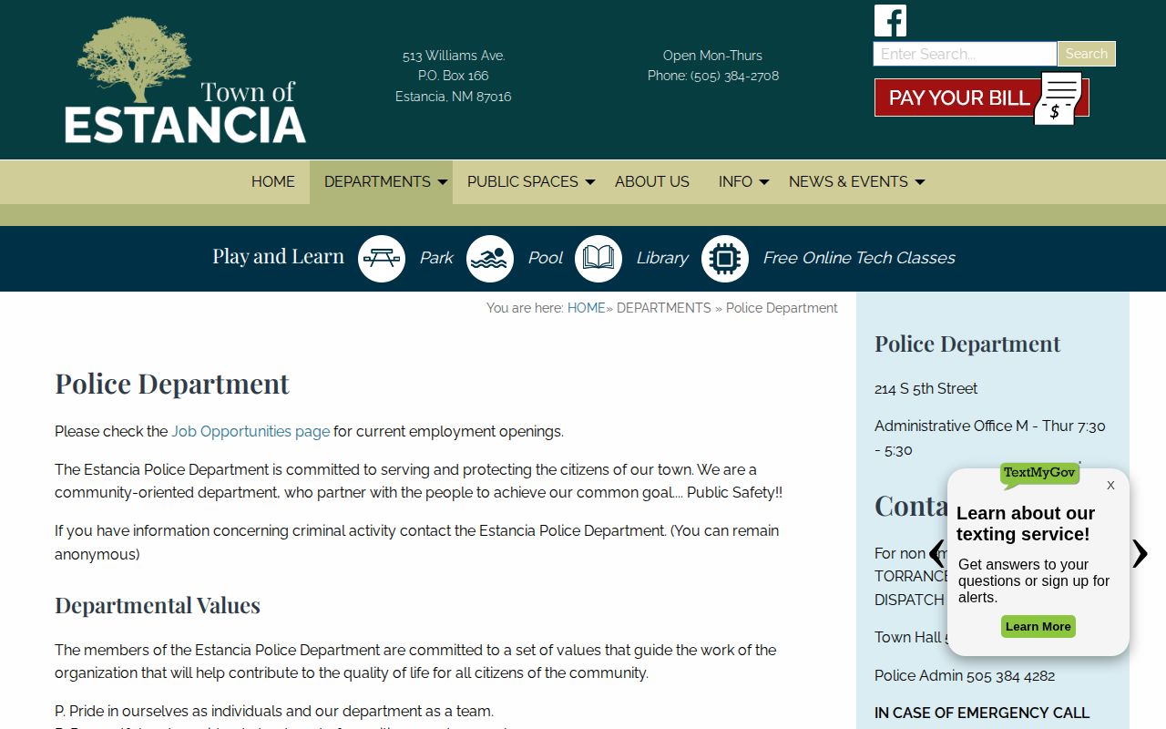 Torrance County Estancia Police Department booking-record contact information
